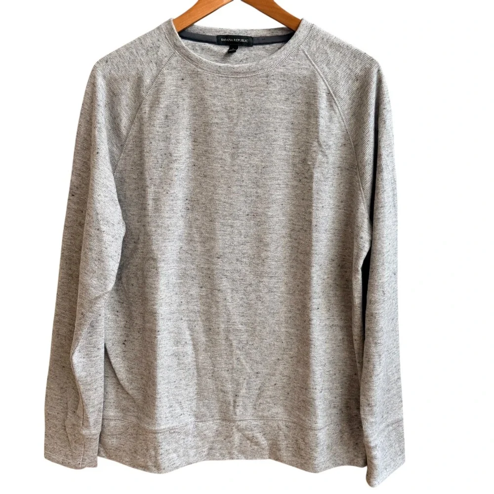 Banana Republic Waffle Knit Thermal Shirt‎ Gray Long Sleeve Casual Mens LG